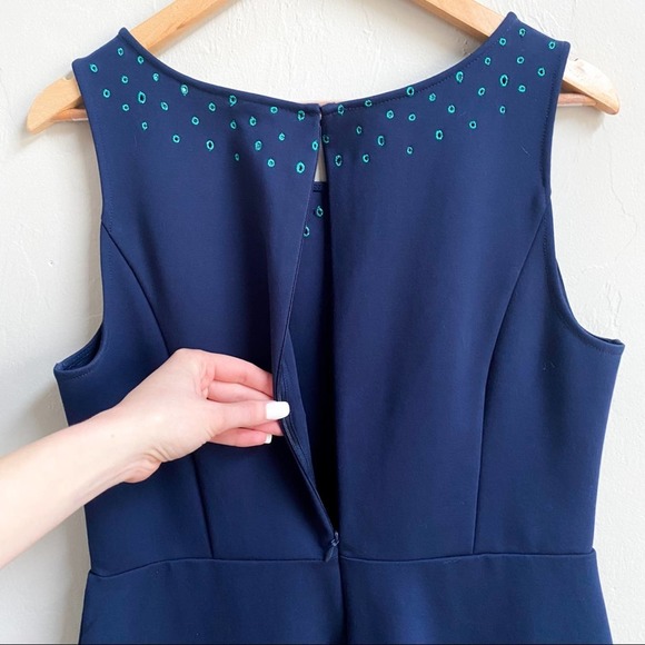 NEW Stitch Fix 41 Hawthorn Navy Blue Embroidered Paloma A Line Fit & Flare Dress - Picture 3 of 7
